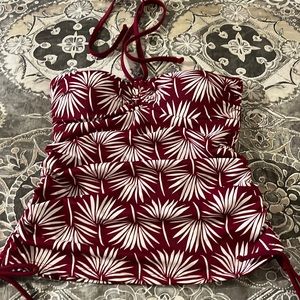 Cranberry and white tankini top